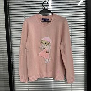 Polo by Ralph Lauren Pink Crew Neck Sweater with Bear Design